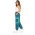 Cotton Stonewash Teal Square Peace & Om  Cargo Yoga Pant D1121