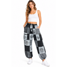 Cotton Patchwork Block Print Black & White Festival Pant D1150
