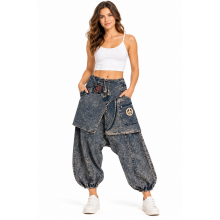 Peach Om Emb Crazy Boho Hybird Harem Skirt & Pant D1178
