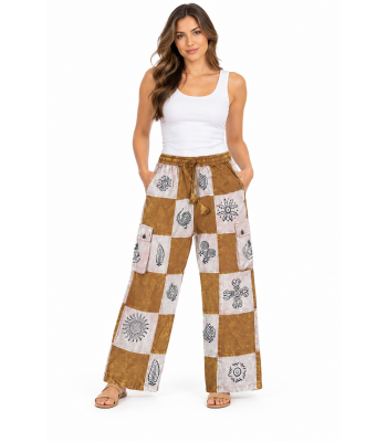 Cotton Stonewash Multi Patch Block Print Gold Rock Pant  D1250