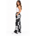 Cotton Stonewash Multi Patch Block Print Black and White Rock Pant D1297