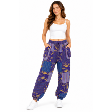 Cotton Purple Multi Patchwork Bottom Closer golden Mushroom Pant D1304
