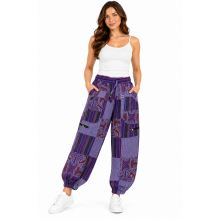 Cotton Patchwork Purple tribal Batik Pant D1333