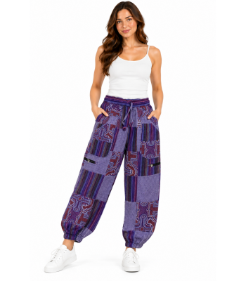Cotton Patchwork Purple tribal Batik Pant D1333