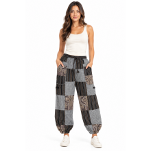 Cotton Patchwork Grey Line Tribal Pant D1334