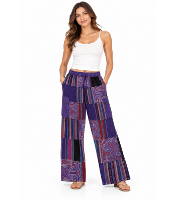 Cotton Xo patchwork Purple Tribal Pant D1338
