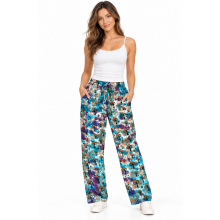 Cotton Multi Turquoise Pink Tie Dye Box Pocket  Drawstring  Mushroom Yoga Pant (D411)