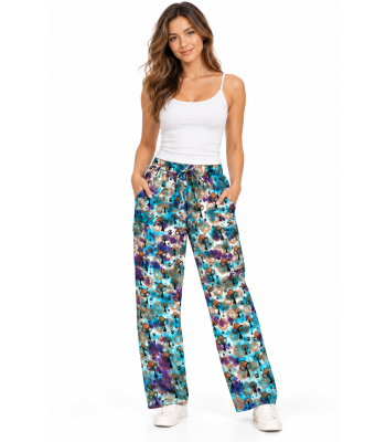 Cotton Multi Turquoise Pink Tie Dye Box Pocket Drawstring Mushroom Yoga Pant (D411)