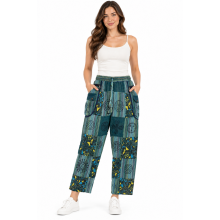 Cotton Patchwork Multi Patch Block Print Mushroom Pants D635