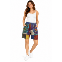 Cotton Patchwork Zip pocket Turtle Short D668
