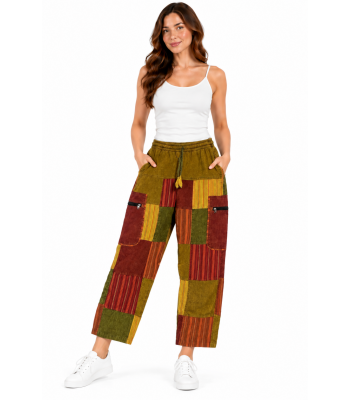 Cotton Patchwork Zip Pocket  Mountain Pant D746