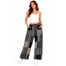 Cotton Stonewash Patchwork Black & White Pant D770