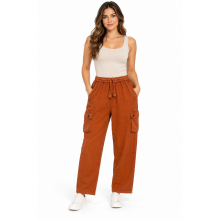 Cotton Wash Cargo Pocket Orange Pant D778