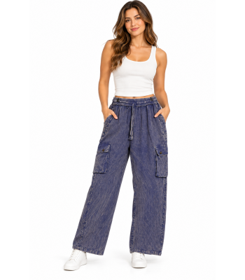 Cotton Wash Cargo Pocket Denim Pant D793