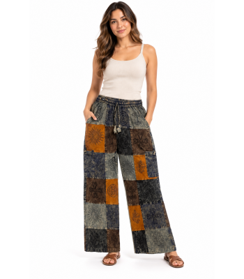 Cotton Patchwork Block Print  Pant D802 