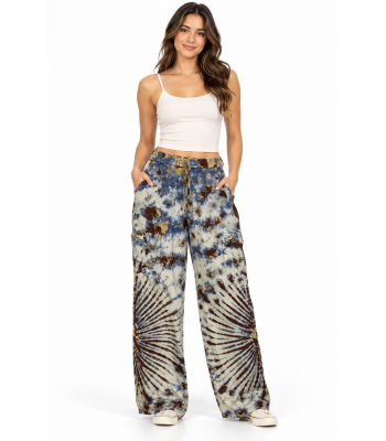 Cotton Tie Dye Grey Multi Himalaya Yoga Pant