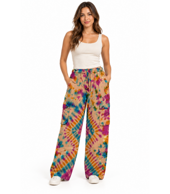 Cotton Multi Tie Dye Box Cargo Pant D859