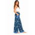 Cotton White Sun moon Galaxy Blue Plazzo Pant D865