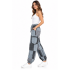 Cotton Multi Solid Grey Patchwork Zip Cargo Pant D889
