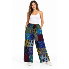 Cotton Multi Print Patchwork Drawstring Open Bottom Mushroom Pant DT47