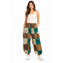 Cotton Patchwork Brown Mushroom Cargo Pant DT93