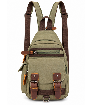 Canvas & leather Trim Crossbody Bag K261355