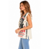 Cotton Vintage Feed Sack Dog  Ruffle Slv Less Top KTF26221