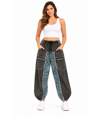 Cotton Stonewash Patchwork Festival Pant NC43