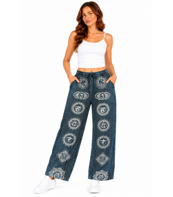 Cotton Sky Blue Seven Chakra Yoga Pant  NC62
