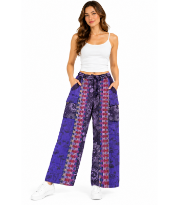 Cotton Purple Multi Decorated Sun Moon Mushroom Pant R25794