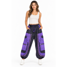 Cotton Multi Purple Patchwork Cargo Pant R25912