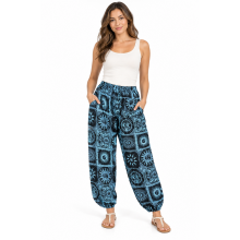 Cotton Multi Teal Blue Universe Pant R26011
