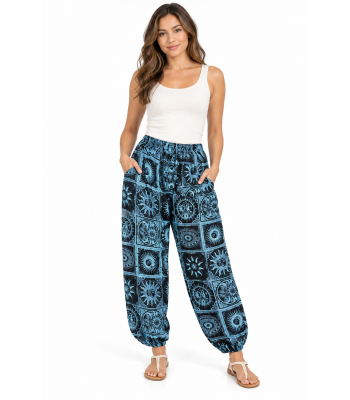 Cotton Multi Teal Blue Universe Pant R26011