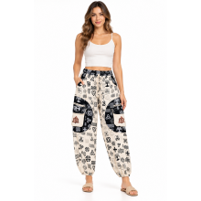 Cotton White  Patch  B/W pocket Celtic Star Yoga Pant R26017