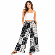 Cotton Black and white Celtic wide leg Yoga pant R26022