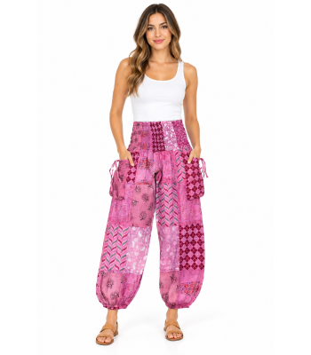 Cotton Multi Pink Patchwork Yoga Pant R261114