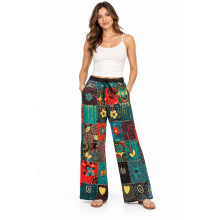 Cotton X stich Patchwork Flower Embroidery Pant UR24