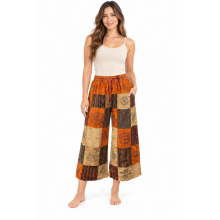 Cotton Multi Color Block Print Patchwork Palazzo Pant D1028
