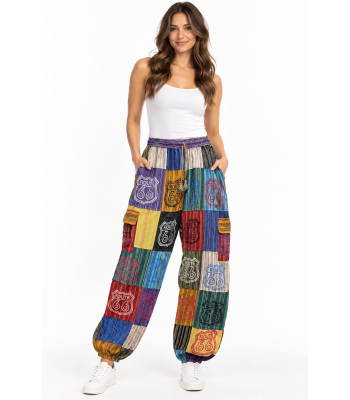 Cotton Patchwork  Route 66 Yoga Pant D1036 