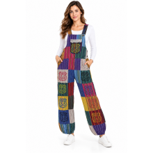 Cotton Route 66 Multi Patchwork Jumpsuit Overall D1037
