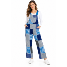 Cotton Razor Cut Blue Mountain Overall Jumpsuit D1044