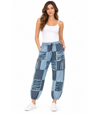 Cotton Multi Patch Razor Work Grey Line Express Pant D1057 