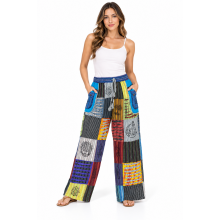 Cotton Multi Patchwork Razor Cut Block Print Yoga Pant D1260