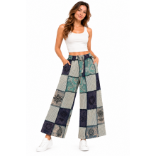 Cotton Multi Patchwork Block Print Palazzo Pant D1270