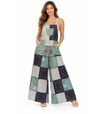 Cotton Multi Color Patchwork Himalaya Jumpsuit Overall D1273