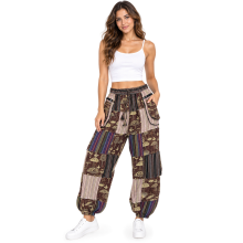 Cotton Brown Multi Patchwork Bottom Closer Mushroom Pant D1303