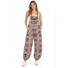 Cotton Grey with Black Block Celtic Overall Jumpsuit D1320