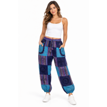 Cotton Multi Color Patchwork Block Print Skyrocket Tribal Pant D1343