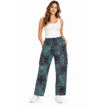 Cotton Grey Multi Patchwork Block Print Mountain Tribal Pant D1345