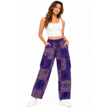 Cotton Multi Patchwork Block Print Purple Mountain Tribal Pant D1348